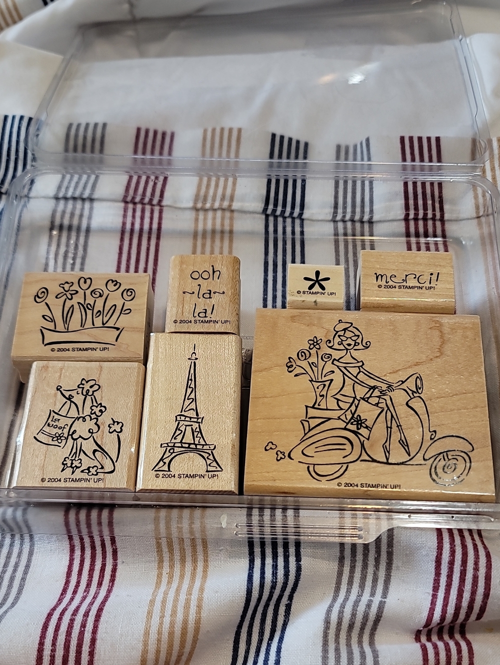 Stampin' Up! Paris Themes, Scooter & Floral Rubber Stamp Set Of 7